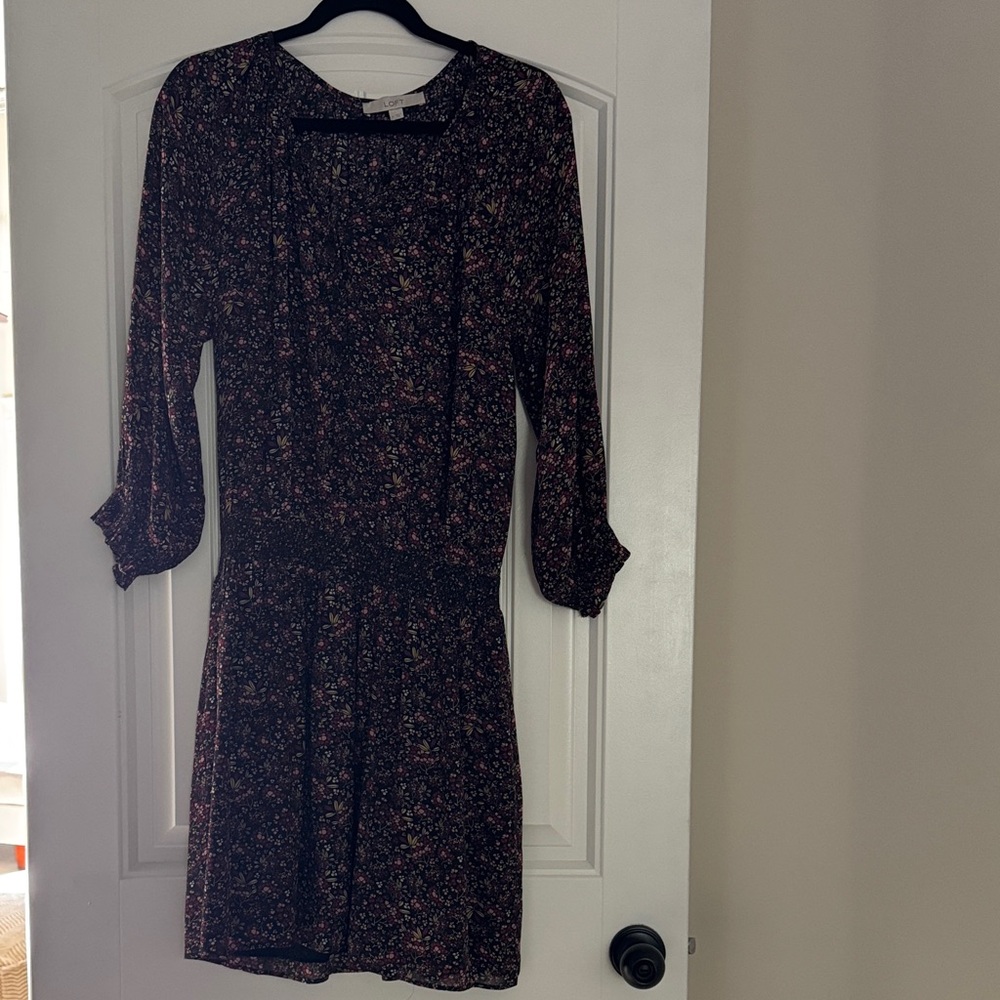 LOFT Multicolor Floral Long Sleeve Dress